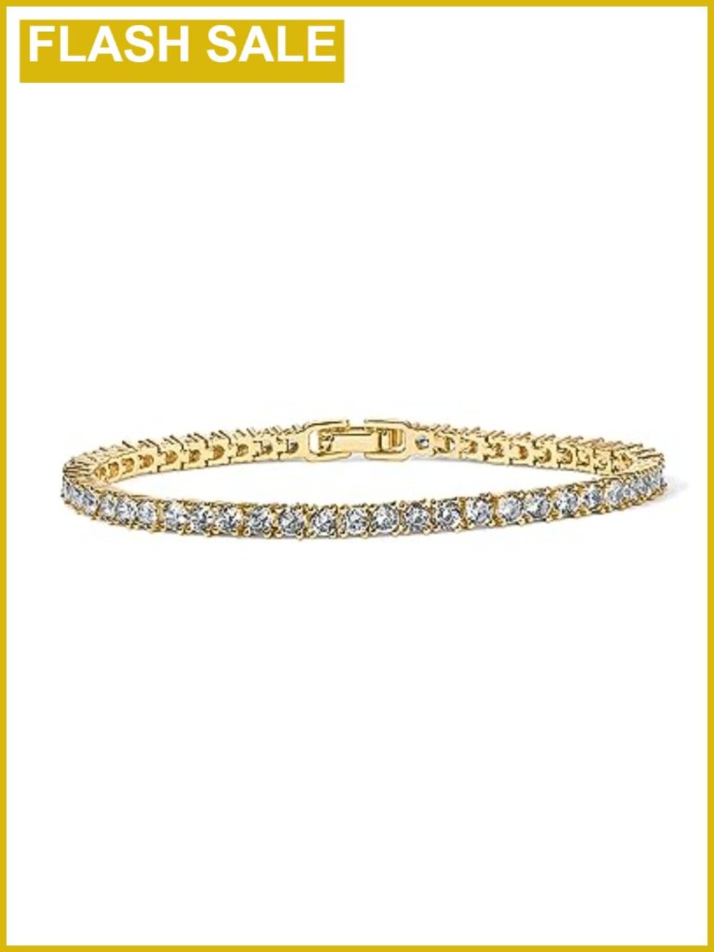 14K Gold Plated Vermeil Cubic Zirconia Tennis Bracelet for Women 6.5 Inches